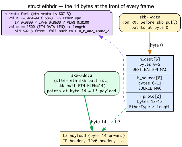 Ethernet header byte ruler